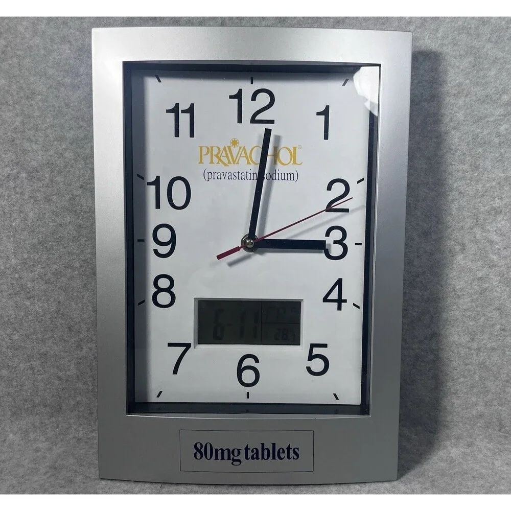 Pravachol Sodium Pharmacist Wall Clock RX Pharmaceutical Date Day Temperature‎